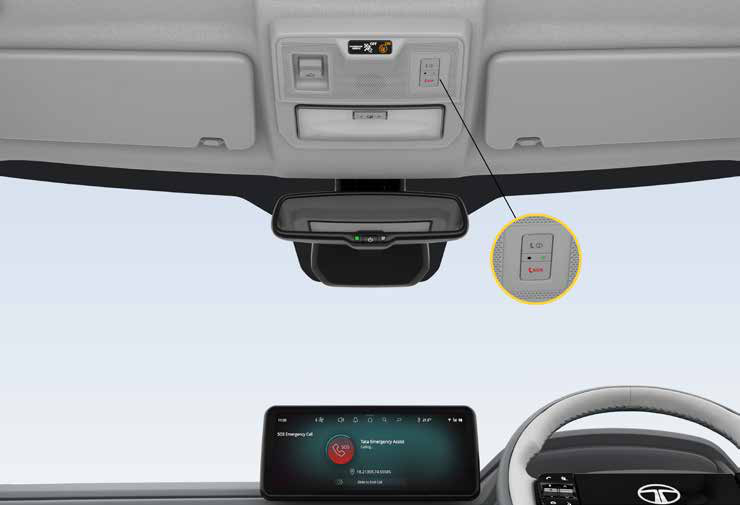 Tata Punch EV — SOS calling function — roof-console emergency call button (available in select cities)