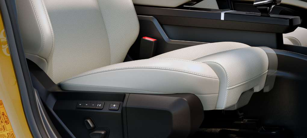 Tata Sierra — Thigh support extender on the front seats adds under-thigh support for long-distance comfort