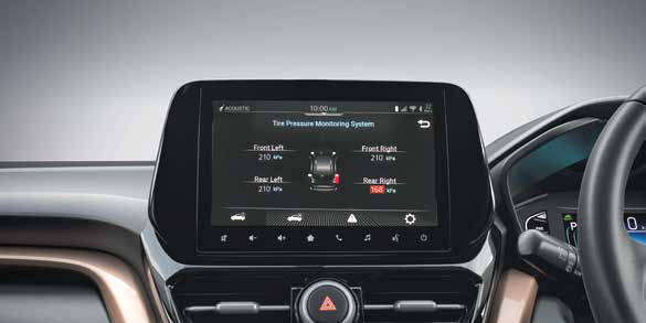 Maruti Suzuki Grand Vitara — Tyre pressure monitoring system shown on the touchscreen.