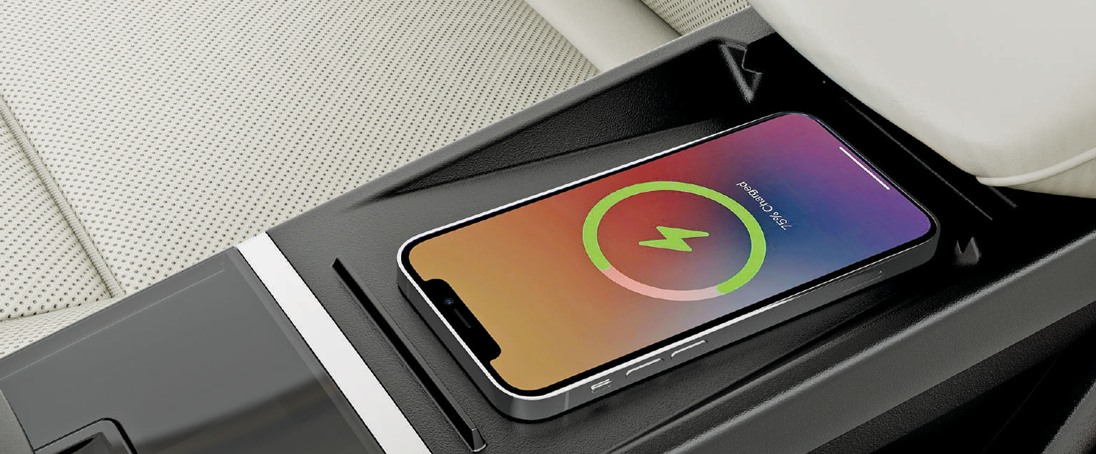 Tata Sierra — Wireless smartphone charger on the centre console