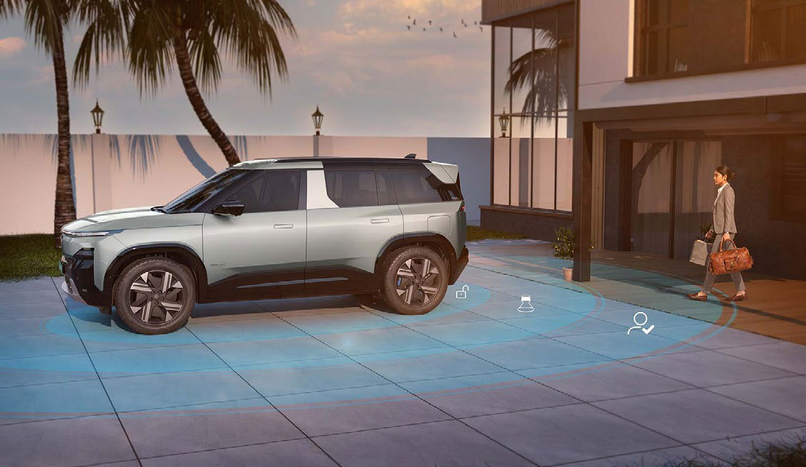 Tata Sierra EV — Digi Access: ultra-wideband proximity lock/unlock via smart keyfob or smartphone digital key