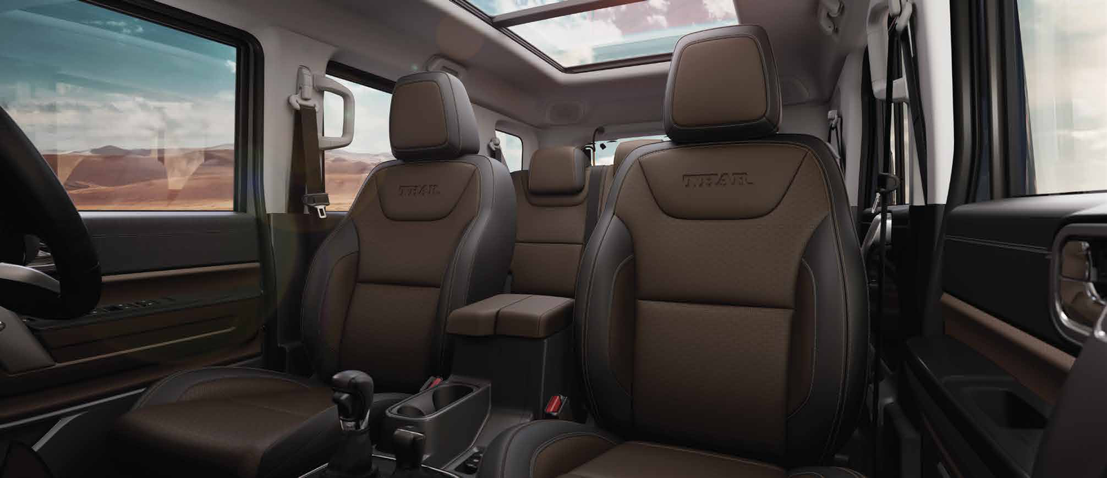 Mahindra Thar Roxx — Mocha Brown leatherette interior, available on AX7L and 4X4 variants