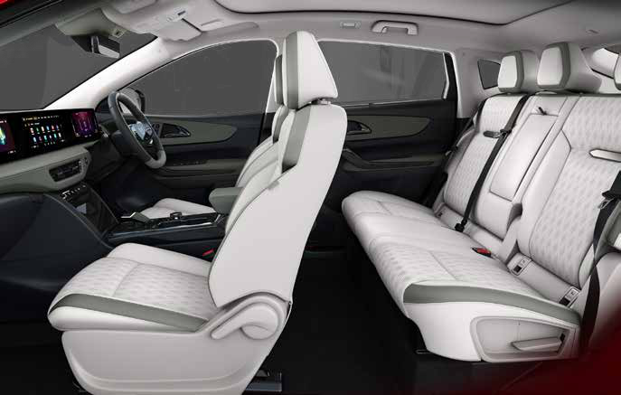 Mahindra XEV 9e — Perforated leatherette upholstery for front and rear seats