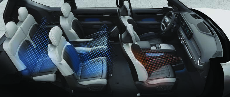 Kia EV9 — Heated and ventilated seats across the first and second rows