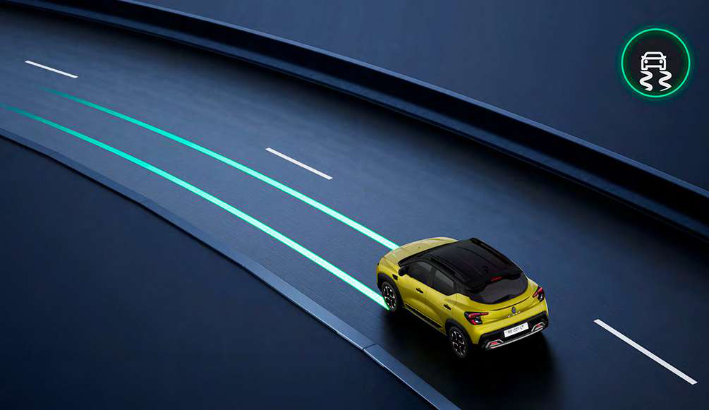 Renault Kiger — Electronic Stability Program corrects the car’s trajectory to help avoid skids.