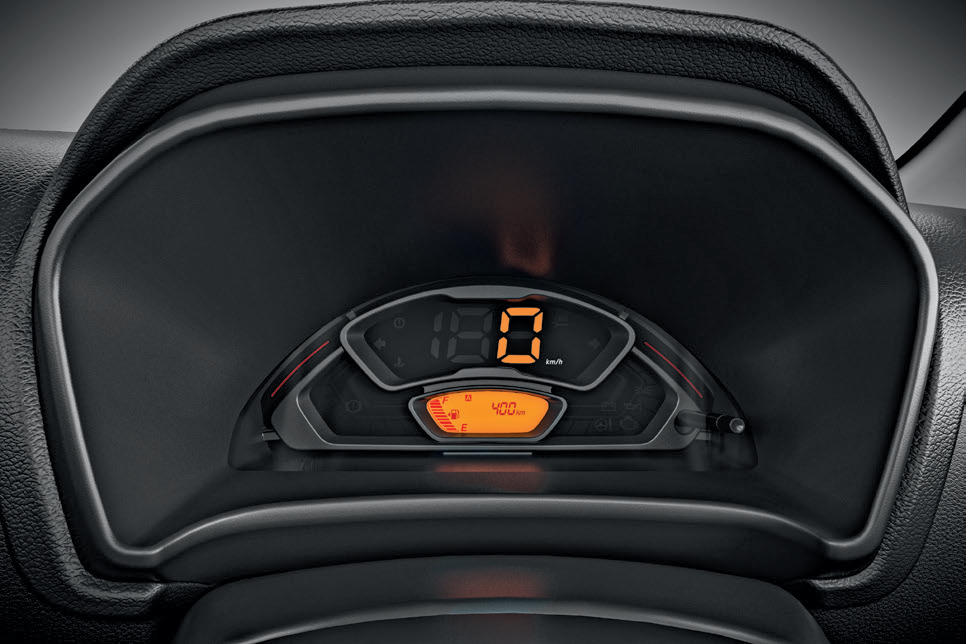 Maruti Suzuki Alto K10 — Instrument cluster with digital speed readout and fuel gauge