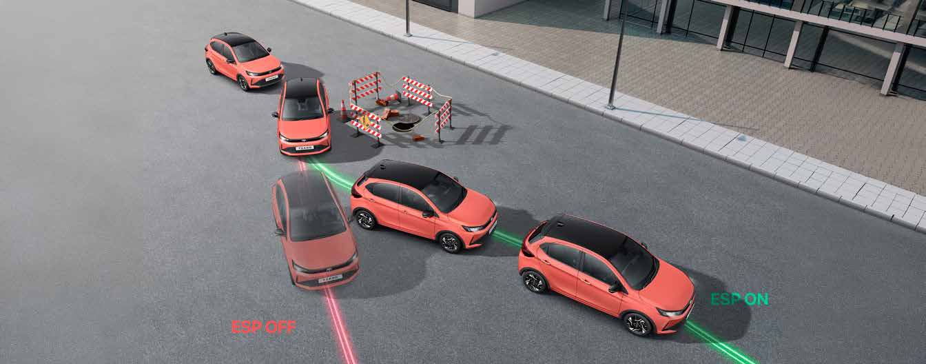 Tata Tiago — Electronic Stability Program with traction control corrects instability around obstacles and on slippery roads