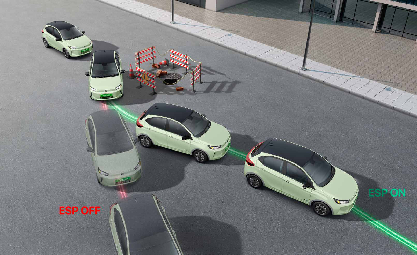 Tata Tiago EV — Electronic Stability Program adds stability and control across changing road conditions (illustration)