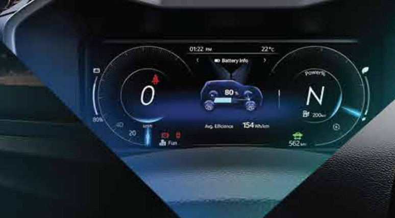 Mahindra XUV400 — 26.04 cm (10.25-inch) fully digital instrument cluster with EV battery info