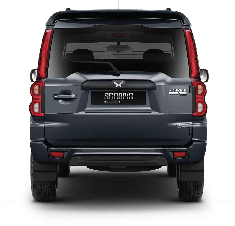 Mahindra Scorpio Classic — Rear view with signature tower LED tail lamps and Micro Hybrid badging