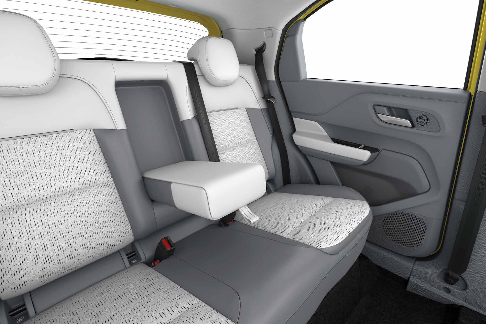 Tata Punch EV — Rear seat with centre armrest and adjustable headrests