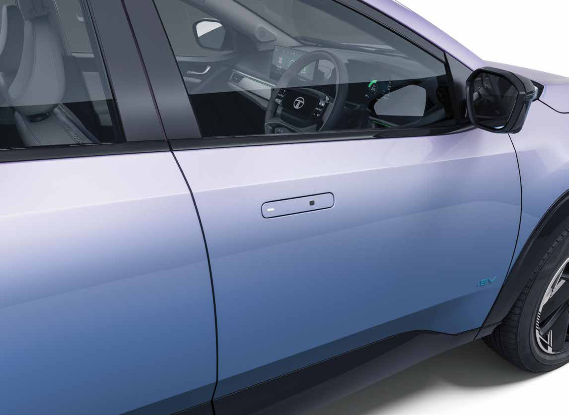 Tata Curvv EV — Flush door handles sit flat against the body for cleaner aerodynamics