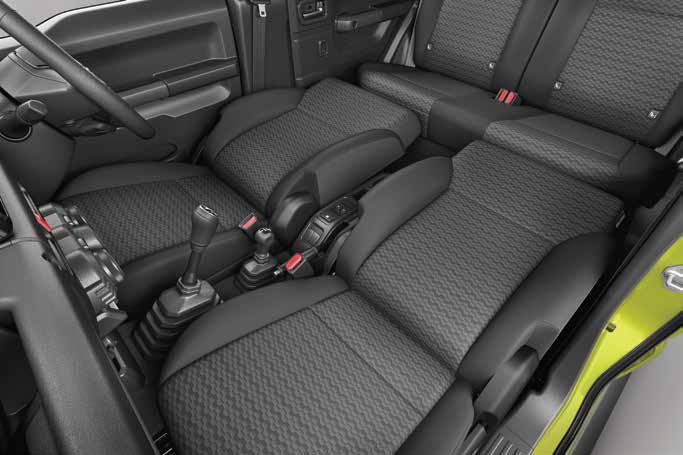 Maruti Suzuki Jimny — Rear bench folds down to extend the flat load floor.