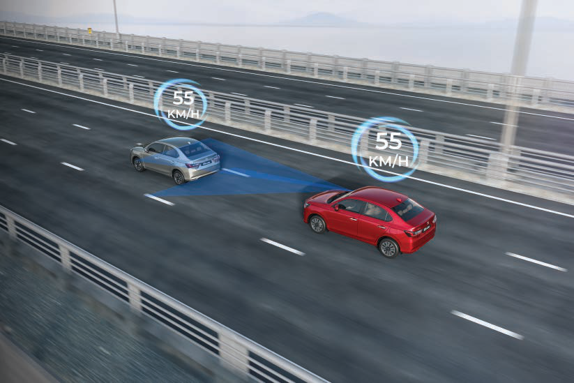 Honda Amaze — Adaptive Cruise Control maintains a set speed and safe gap to the car ahead