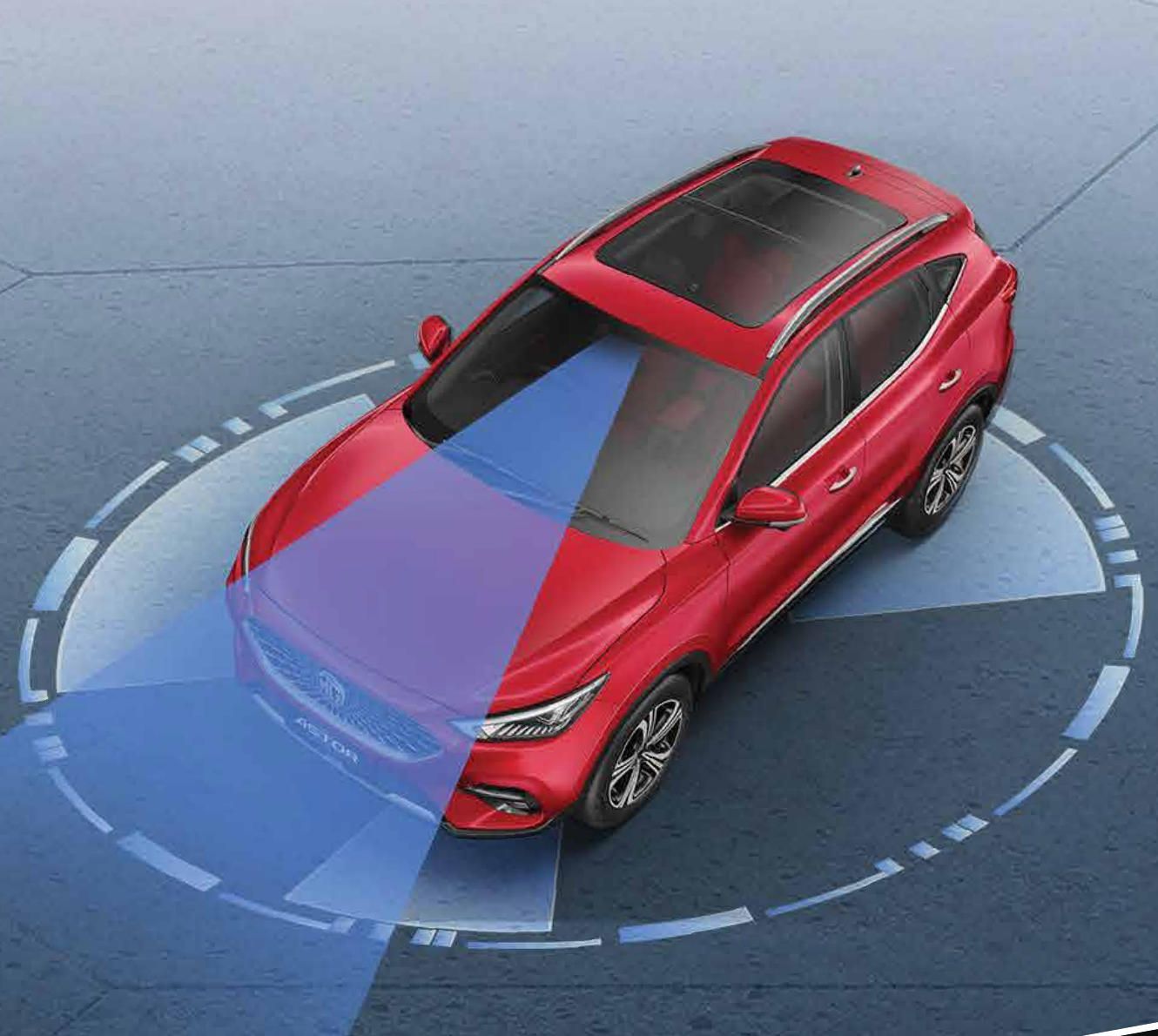 MG Astor — Level-2 ADAS suite with surround sensor coverage.
