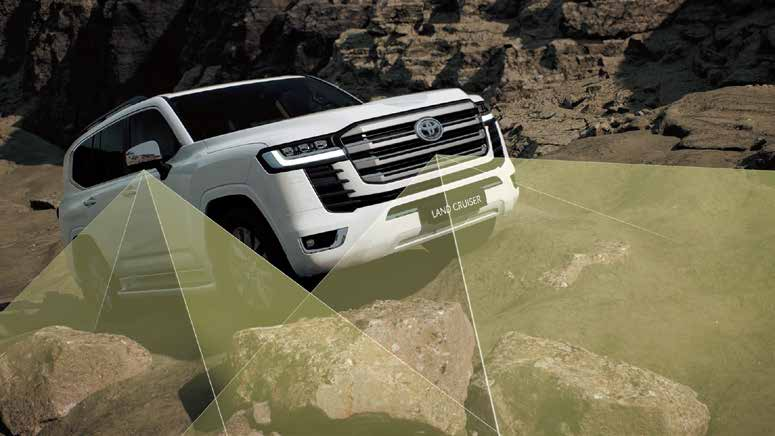 Toyota Land Cruiser — Multi-Terrain Monitor showing underbody and surrounding camera views