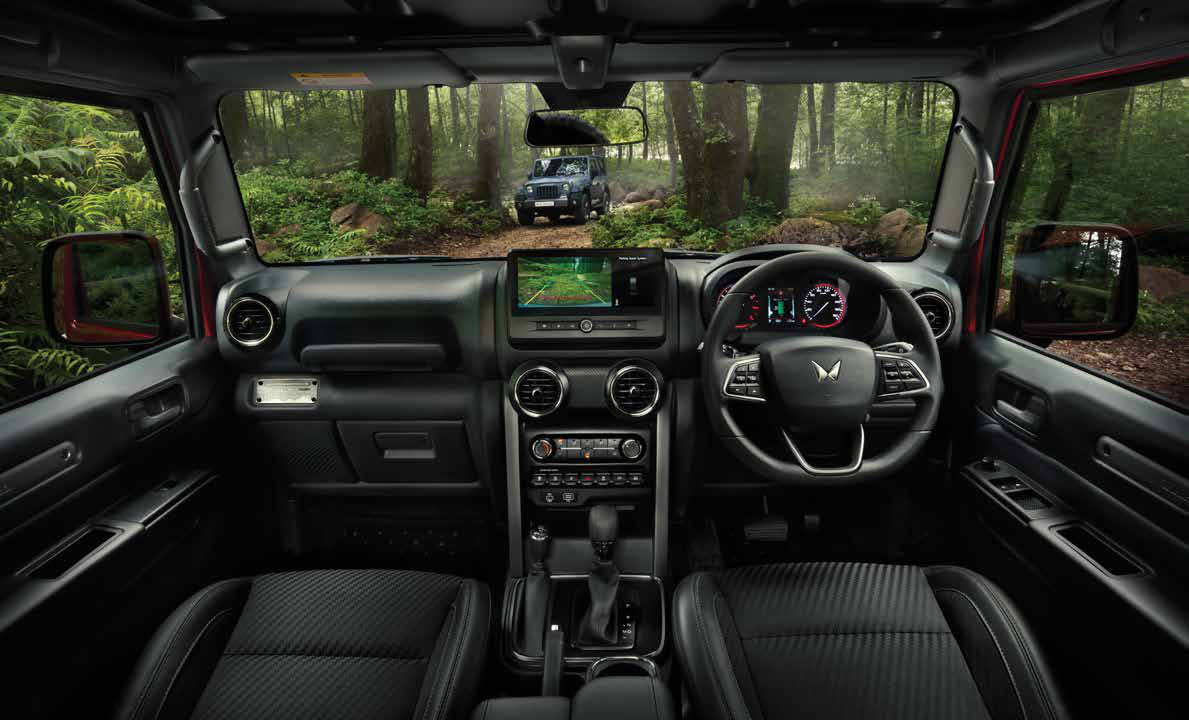 Mahindra Thar — Rear view camera feed on the touchscreen for confident reversing