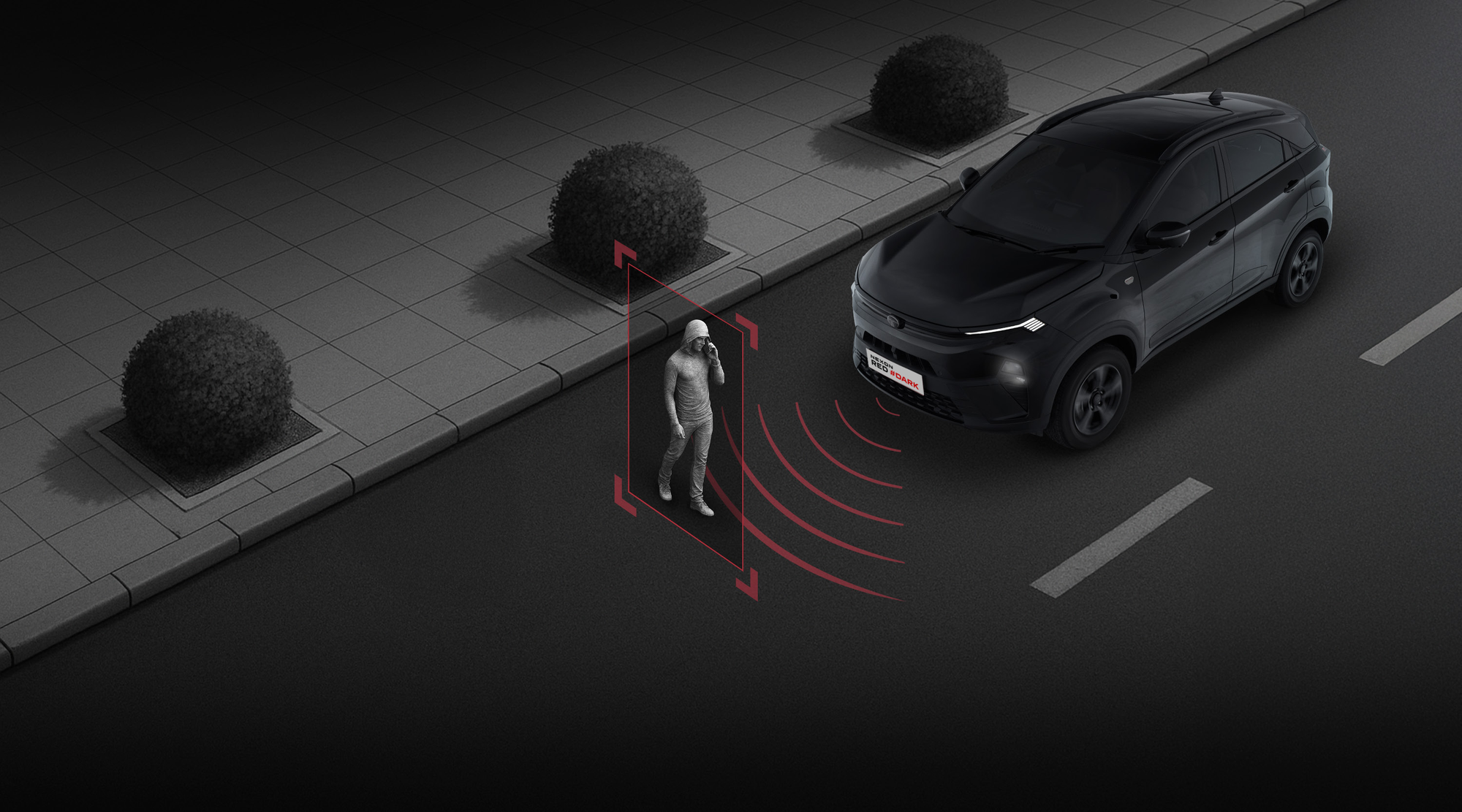 Tata Nexon — Autonomous Emergency Braking - detects pedestrians and collision risks and brakes automatically