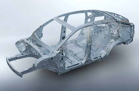 Mahindra XEV 9e — Reinforced body-in-white structure engineered for frontal and side crash protection