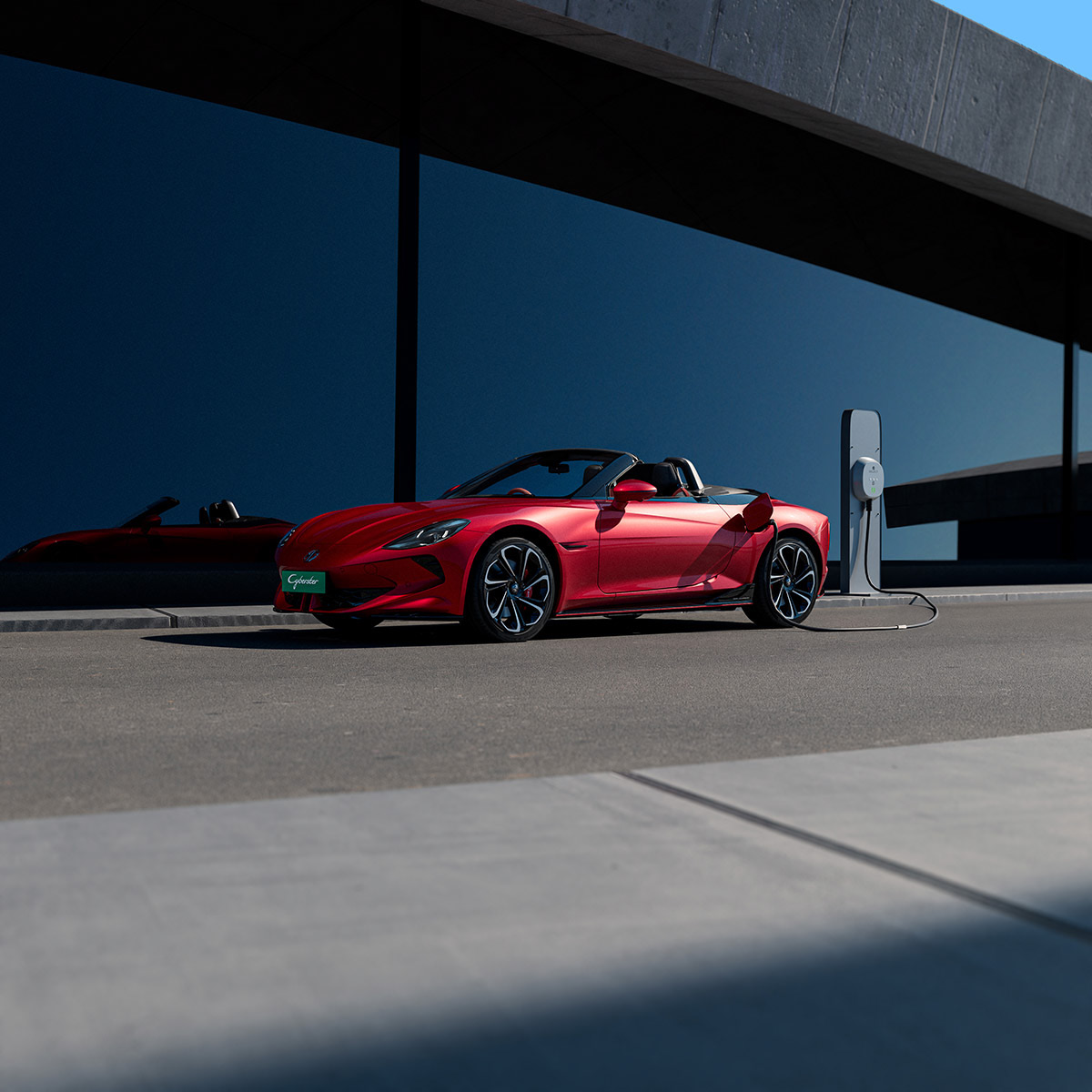 MG Cyberster — MG Cyberster charging at a DC fast charger