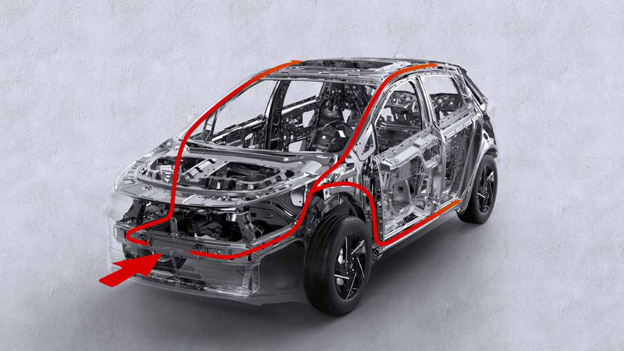 Tata Altroz — Diamond Strength Safety Shield - ALFA architecture body shell with Ultra High Strength Steel engineered to absorb impact
