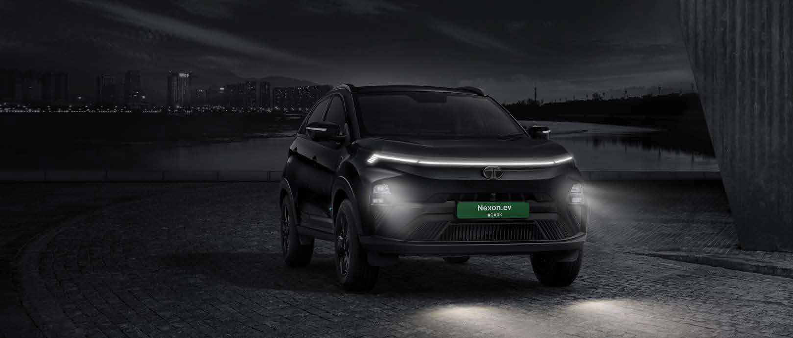 Tata Nexon EV — Nexon.ev #DARK edition - blacked-out exterior theme with the signature light bar