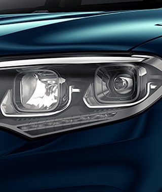 The new dual-barrel LED headlamps with C-shaped daytime-running lamps.