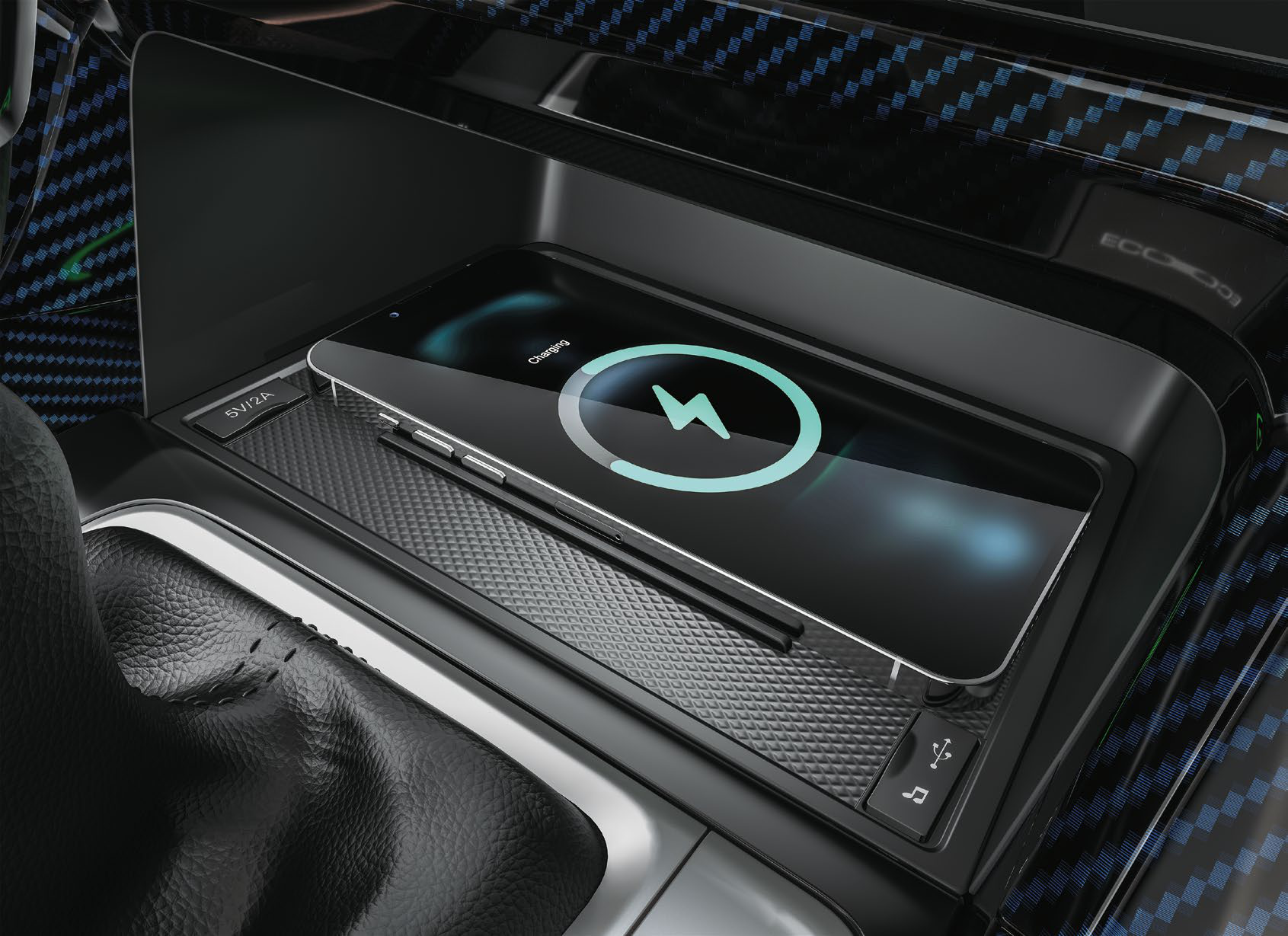 MG Hector Plus — Wireless smartphone charging pad