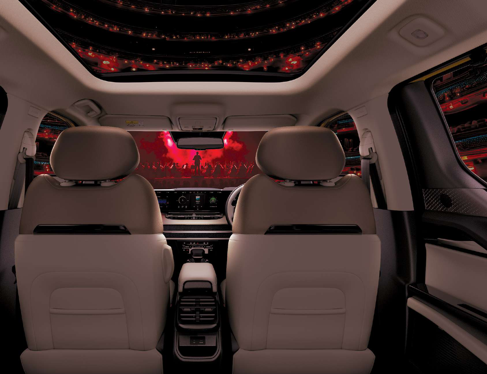 Tata Sierra — Theatre Pro mode turns the cabin into a cinematic space, pairing the Horizon View screens with Dolby Atmos sound