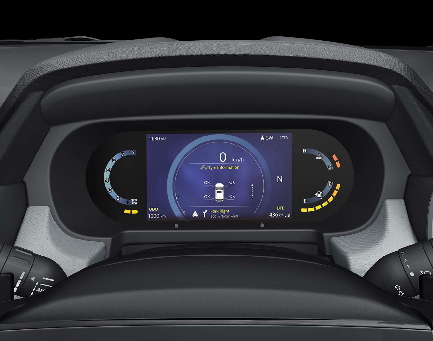 Tata Punch — iTPMS real-time tyre pressure monitoring on the digital cluster