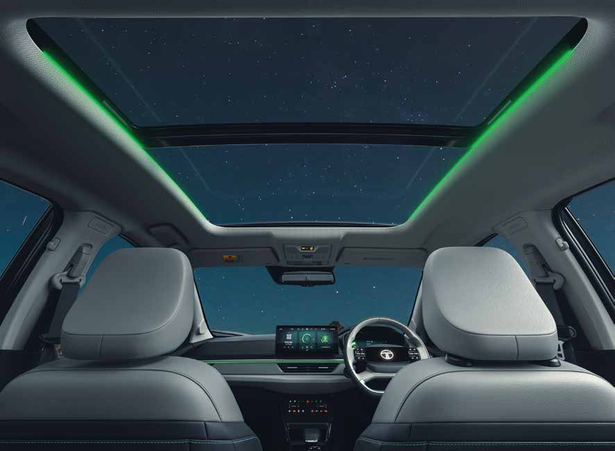 Tata Curvv EV — Voice-assisted panoramic sunroof with mood lighting
