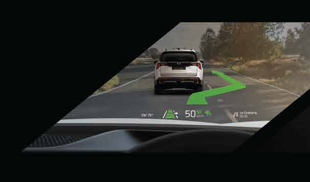 Mahindra XEV 9S — VisionX augmented-reality head-up display projects navigation onto the windshield