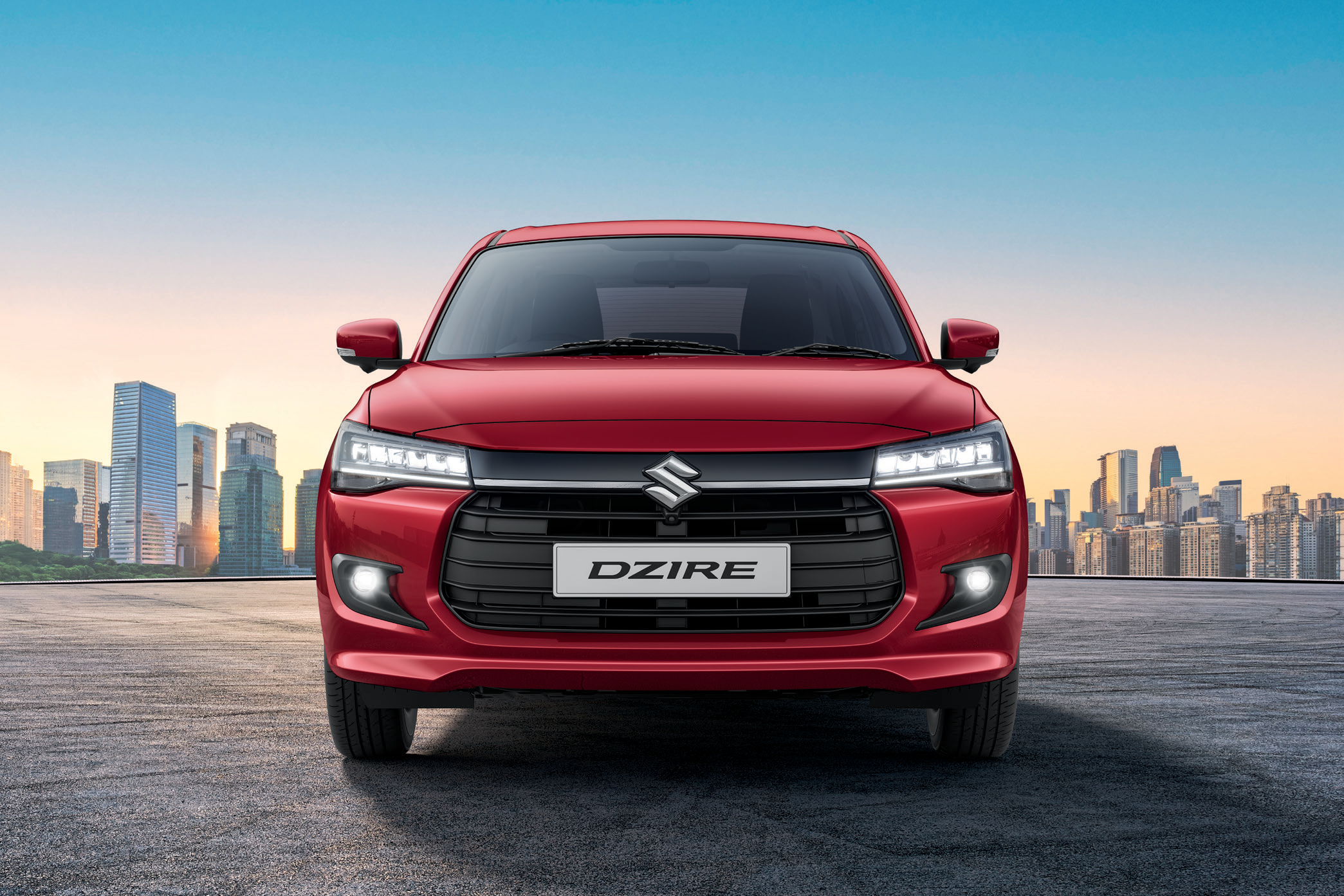 Maruti Suzuki Dzire — Striking wide front fascia with piano-black grille