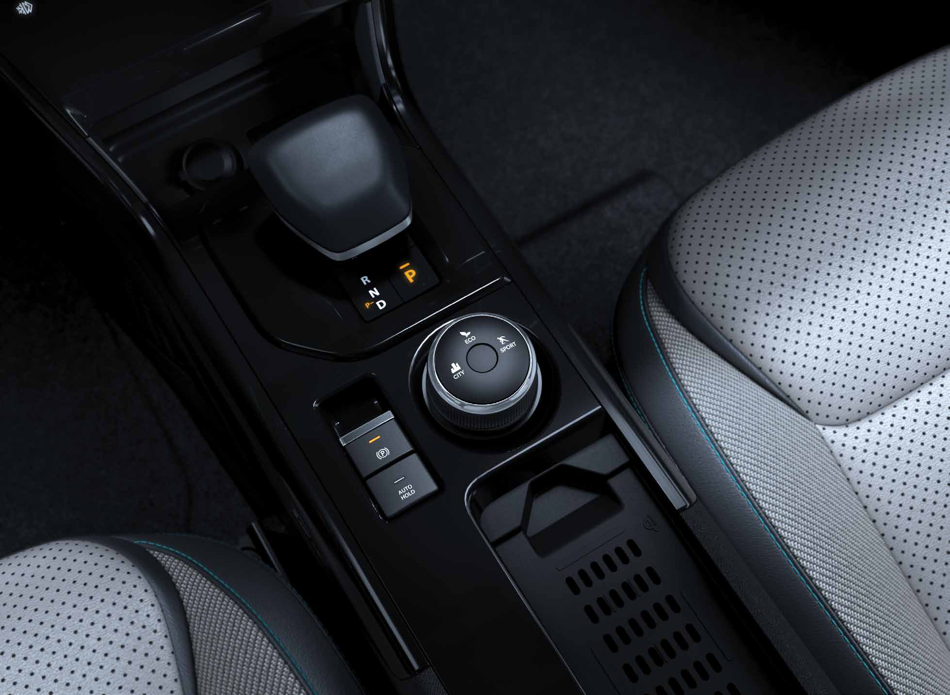 Tata Curvv EV — Multi drive modes - Eco, City and Sport - via rotary selector, with electronic parking brake and auto hold