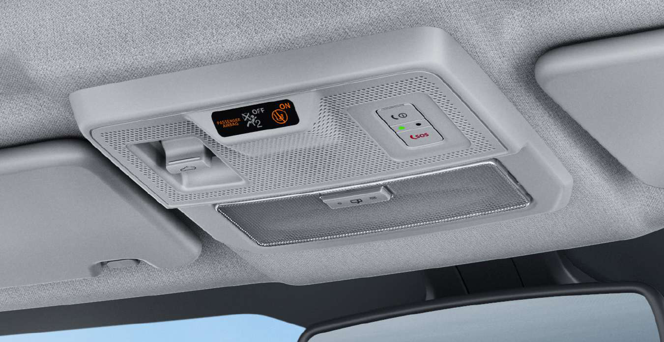 Tata Punch — Roof-console SOS calling — built-in E-Call and B-Call emergency support