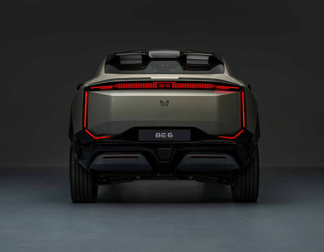 Mahindra BE 6 — Connected LED tail lamps with twin-pod rear spoiler