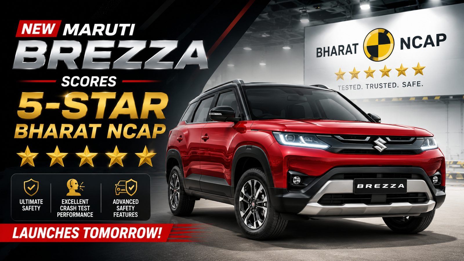 Maruti Brezza scores 5-star Bharat NCAP, launches tomorrow from ₹8.26 lakh