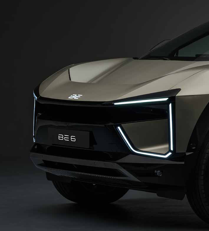 Mahindra BE 6 — Signature C-shaped LED DRLs frame the illuminated front fascia