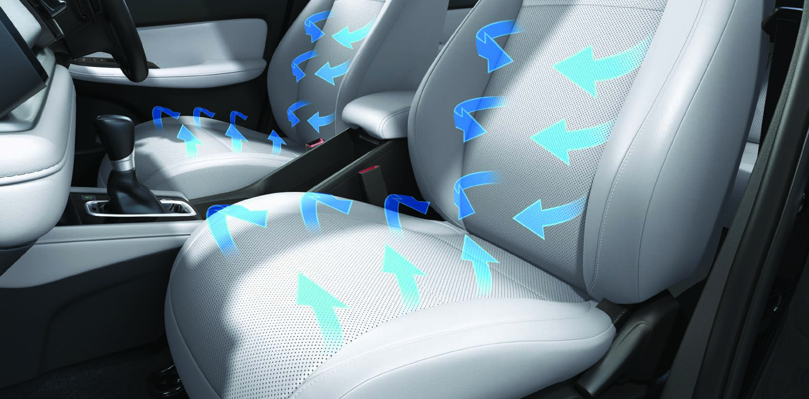 Honda City — Ventilated front seats drawing air through the perforated leather