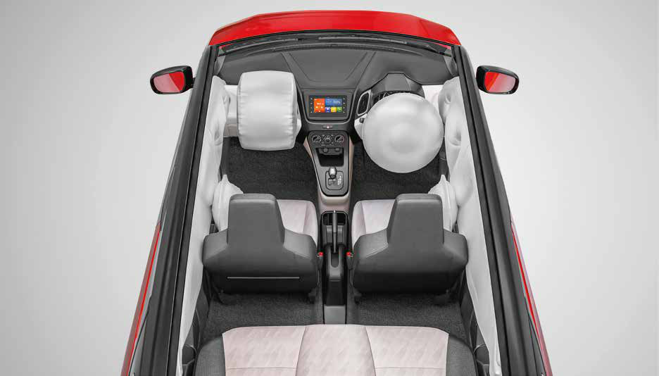 Maruti Suzuki Wagon R — Six airbags offered as standard, shown deployed in this top-down cabin view.
