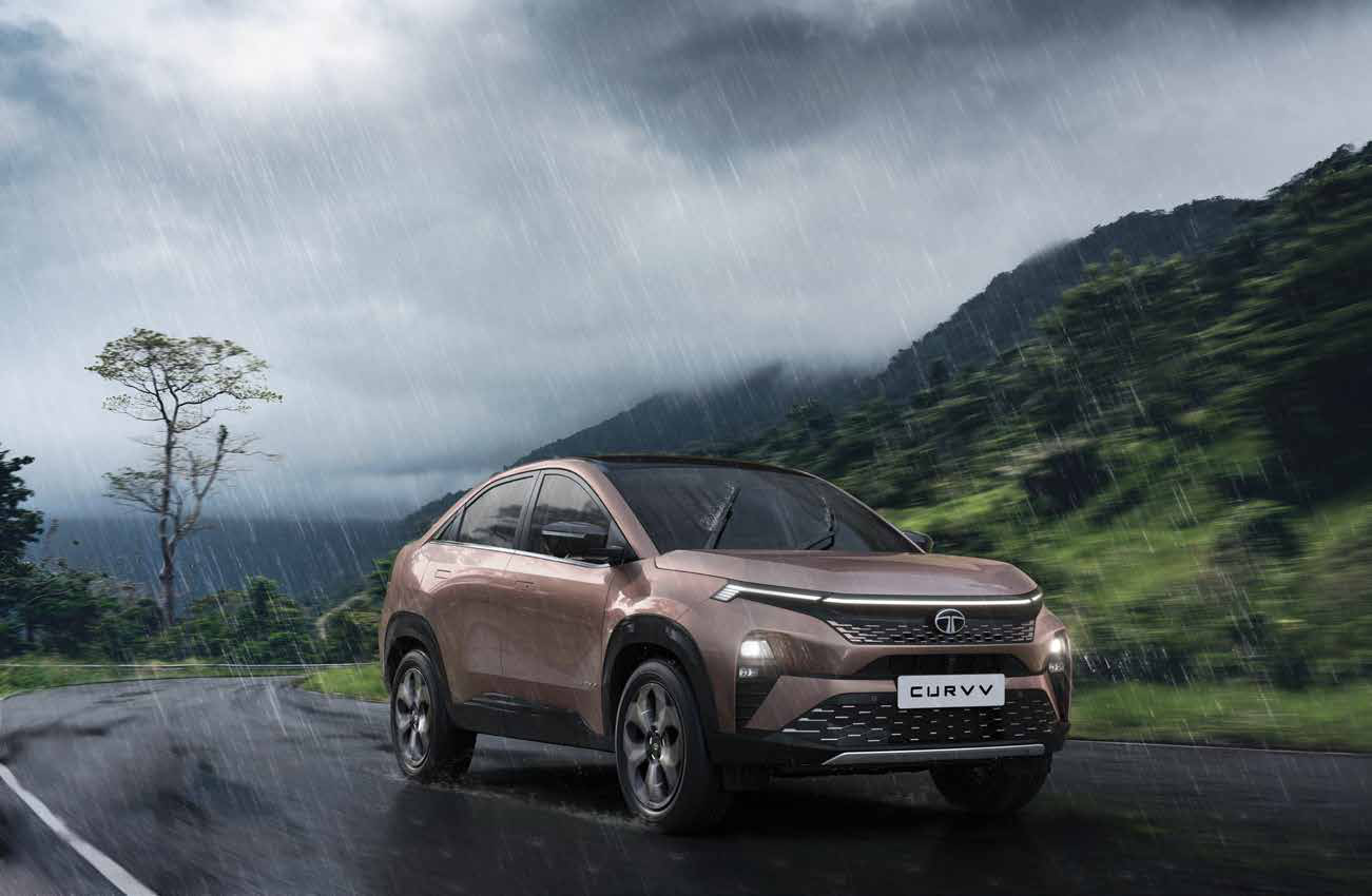 Tata Curvv — Rain-sensing wipers and automatic headlamps respond intuitively to weather and fading light.
