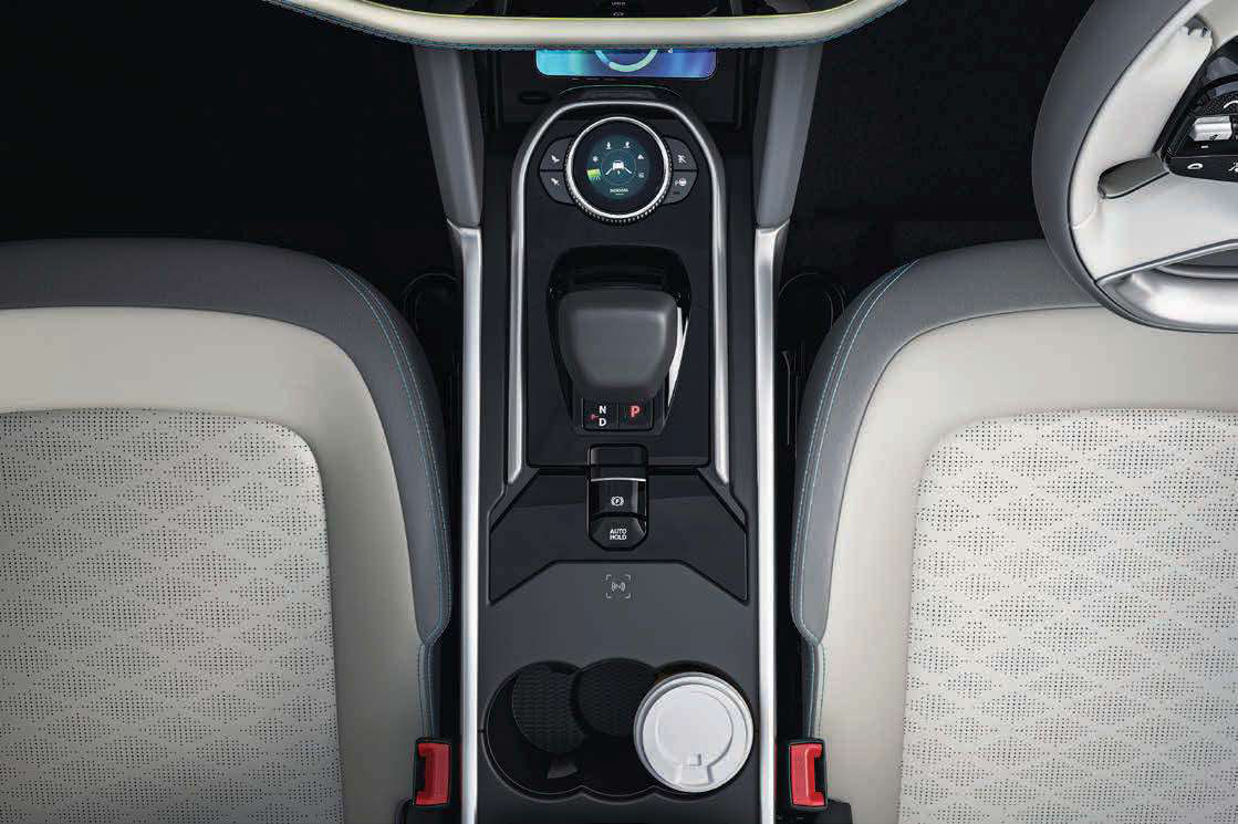 Tata Harrier EV — Phygital control panel - smart digital shifter, jewel-like terrain knob and cooled storage all within arm’s reach