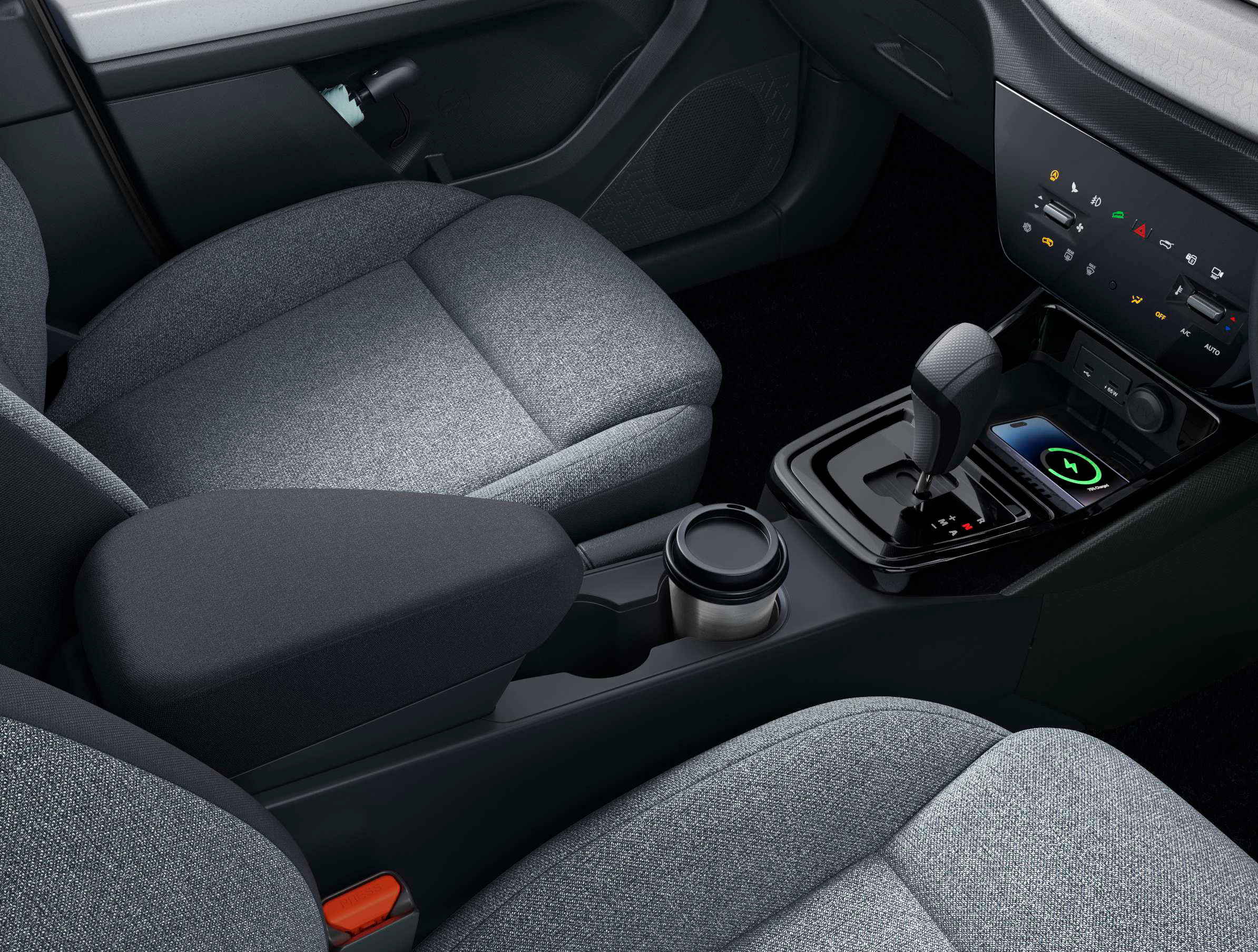 Tata Punch — Centre console with wireless smartphone charger, fast-charging Type-C port and AMT gear selector