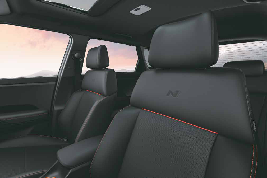 Hyundai Venue N Line — Sporty black leatherette seats with N branding and red piping