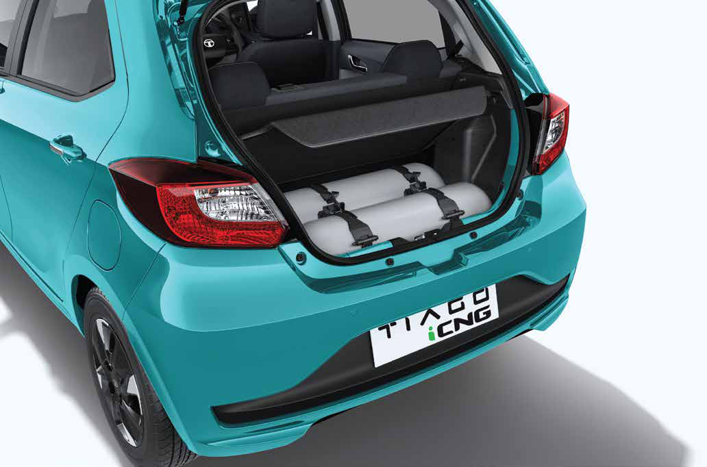 Tata Tiago NRG — Twin CNG cylinders of the iCNG system packaged in the boot