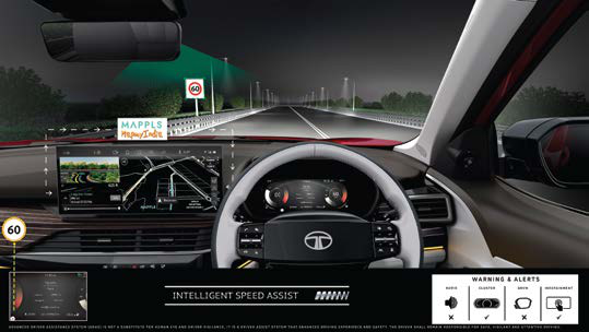 Tata Harrier — Intelligent Speed Assist reads map data and traffic signs