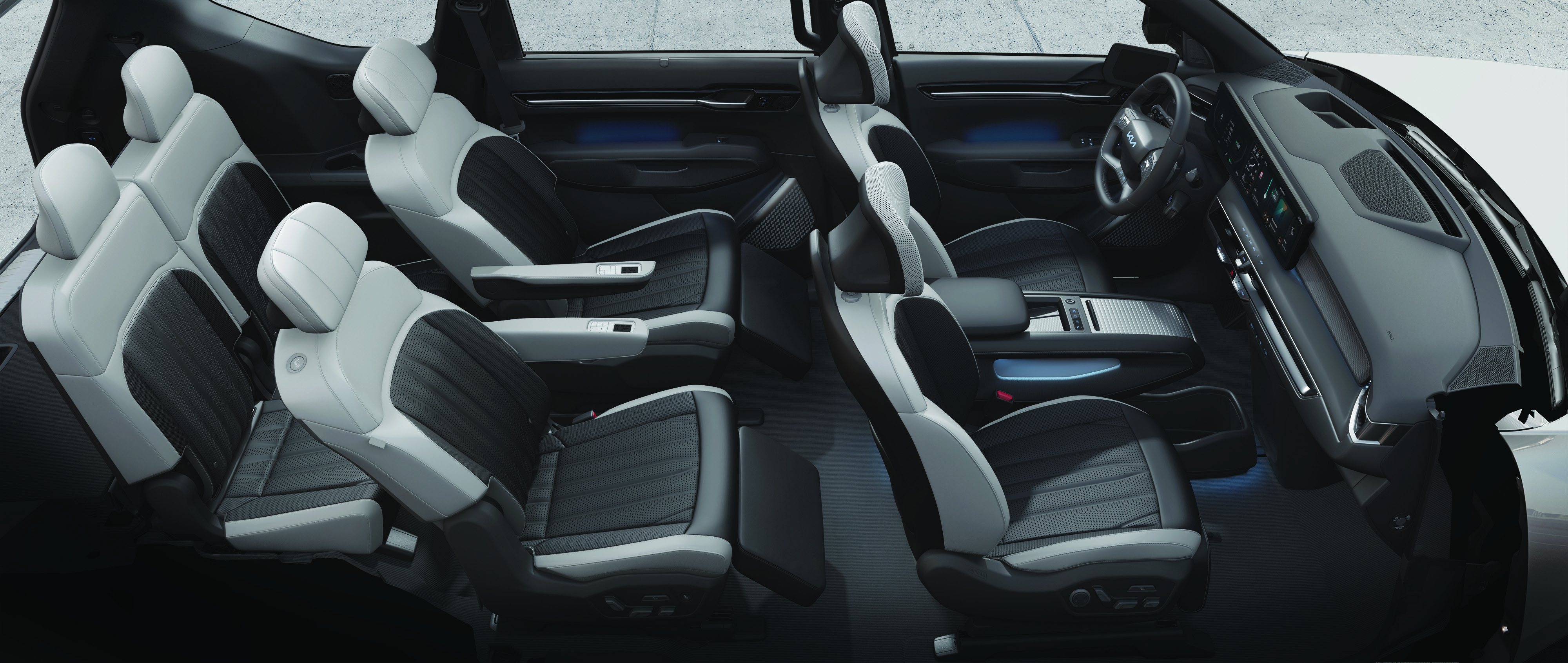 Kia EV9 — Spacious six-seat cabin with second-row captain seats