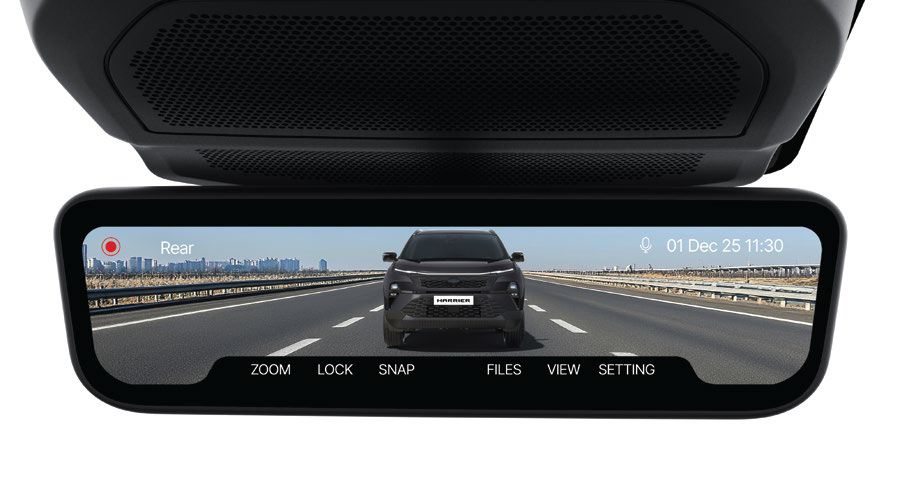 Tata Safari — VisionEX e-IRVM with built-in dual dash cam and DVR