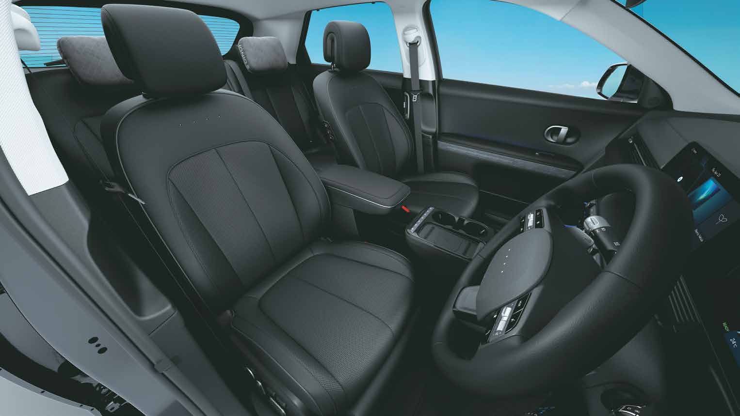 Hyundai Ioniq 5 — Eco-processed leather upholstery with 4-dots branding on seats