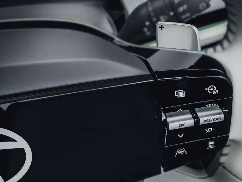 Tata Harrier EV — Regen paddle shifters behind the steering wheel adjust energy-recovery levels on the move